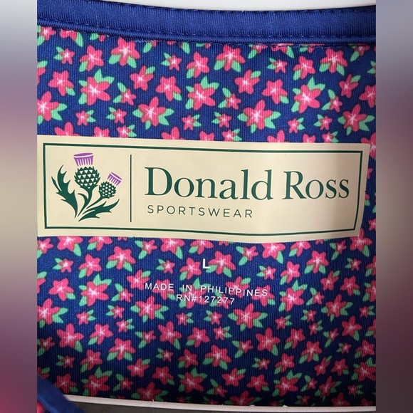 Donald Ross Mens Classic Fit Azalea Flower Print Jersey - NAVY MULTI size Large - Picture 3 of 8